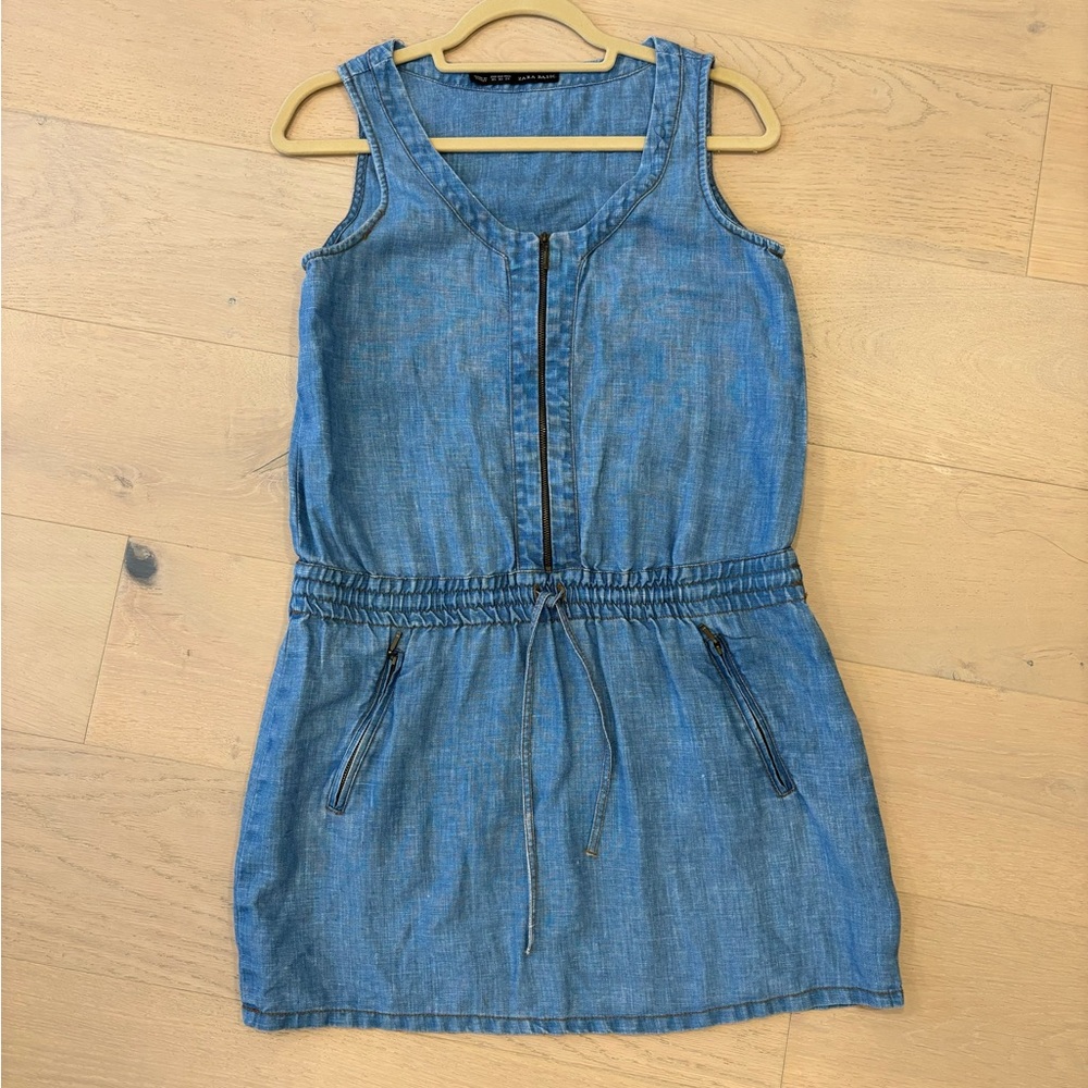 Zara linen zip up dress size XS